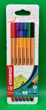 Fineliner - STABILO point 88 - Pack of 6 - Assorted Colours Pack of 6 Assorted C