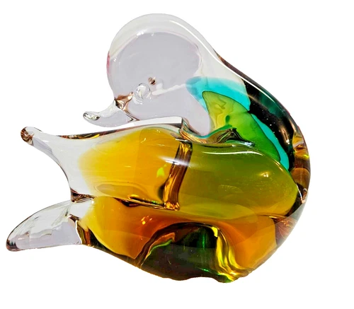 V. Nason & C ? vtg Duck bird Murano Style glass amber/topaz figurine paperweight