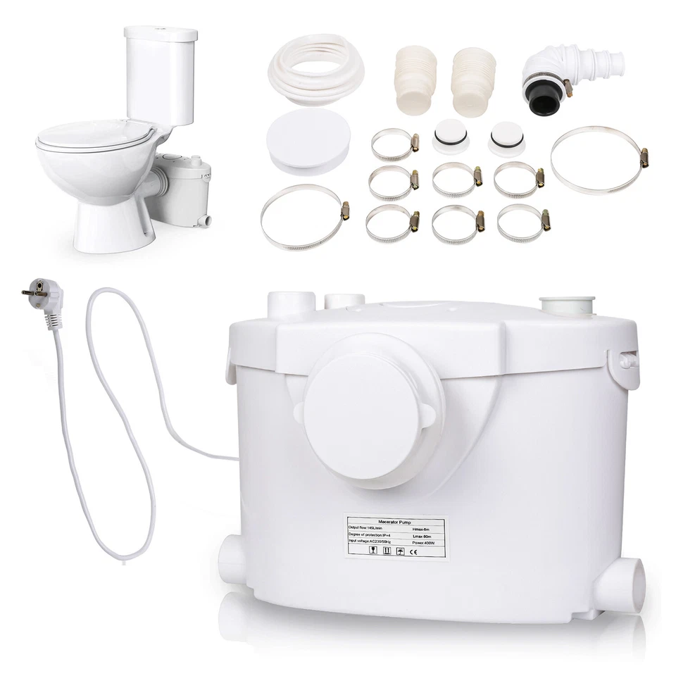400W Hebeanlage 145L/min Abwasserpumpe Fäkalienpumpe Schmutzwasser WC Häcksler - Bild 2 von 4