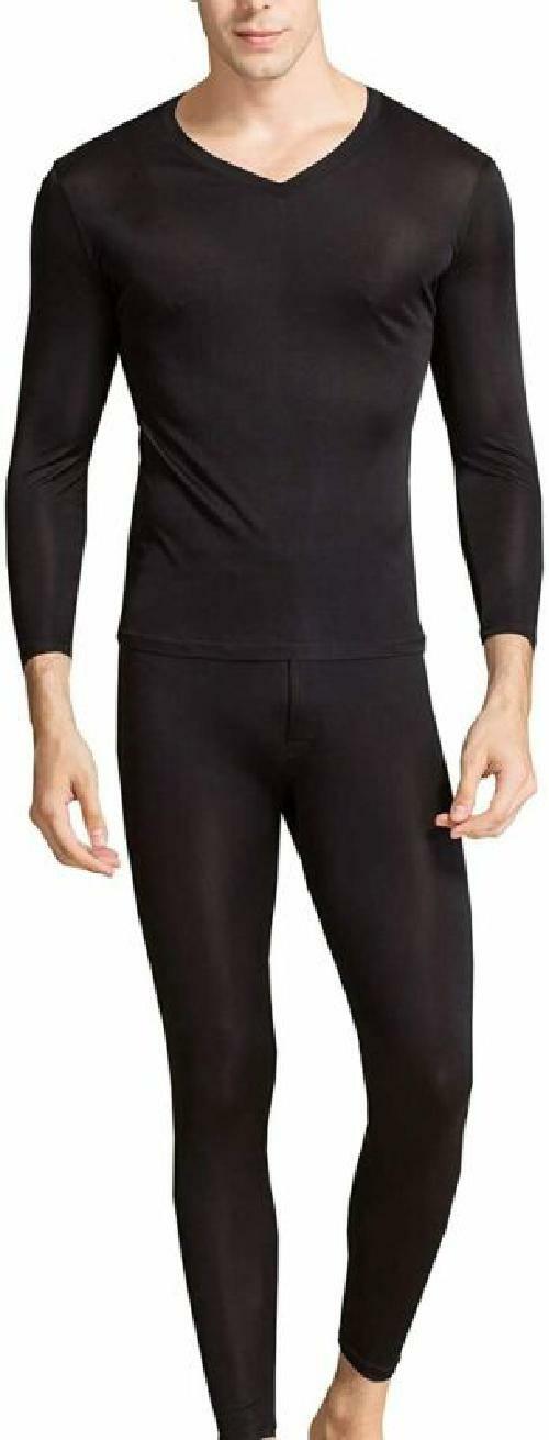 Men's Silk Long JohnsVNeck Mens Silk Long Underwear Mulberry Silk