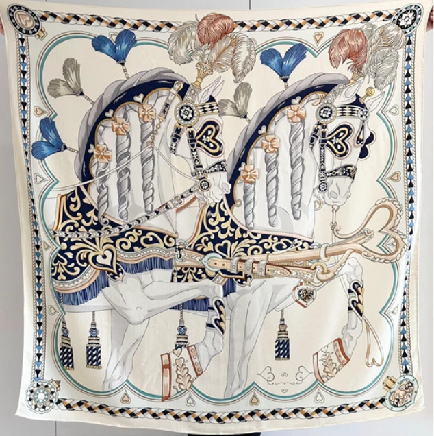 70% кашемир 30% шелк надежном шарф двойной лошадь печать двойной лицо шаль 53» новый - Изображение 3 из 4