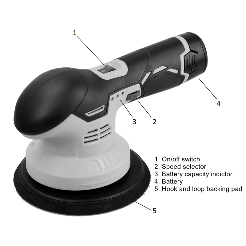 6" Dual Action Cordless Polisher Random Orbital Car Buffer Sander