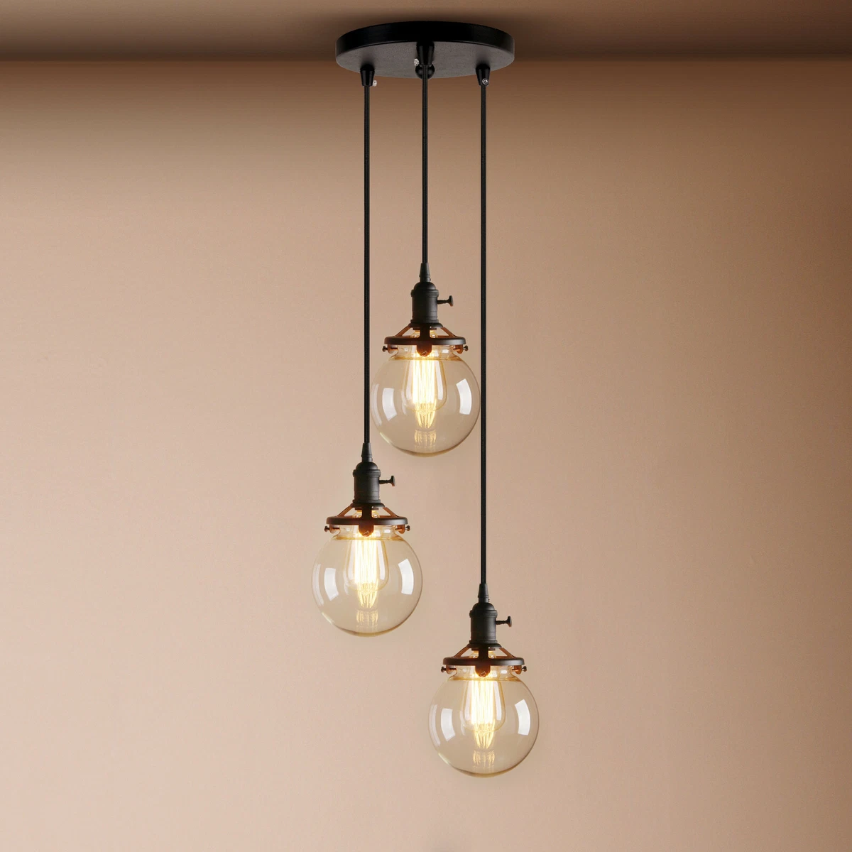 3 light on sale glass globe pendant