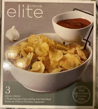 Gibson Home Ceramic Gracious 2-Tier  Chip and Dip Server Set