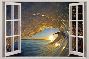 Hawaii Beach Sunset 3D Window Decal Wall Sticker Home Decor Art Mural Waves H622 Hawaii Beach Sunset 3D Window Decal Wall Sticker Home Decor Art Mural Waves H622