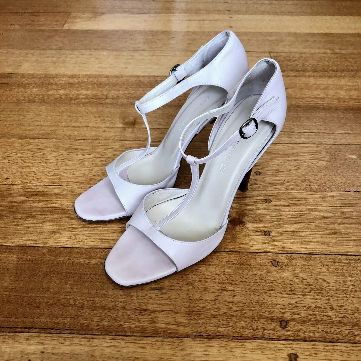Pale pink top open toe heels