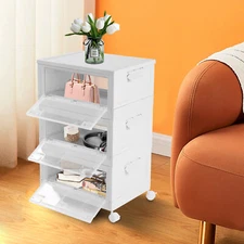 Large Clear Plastic Storage Organizer w/Lid Wheels Stackable Boxes Bins