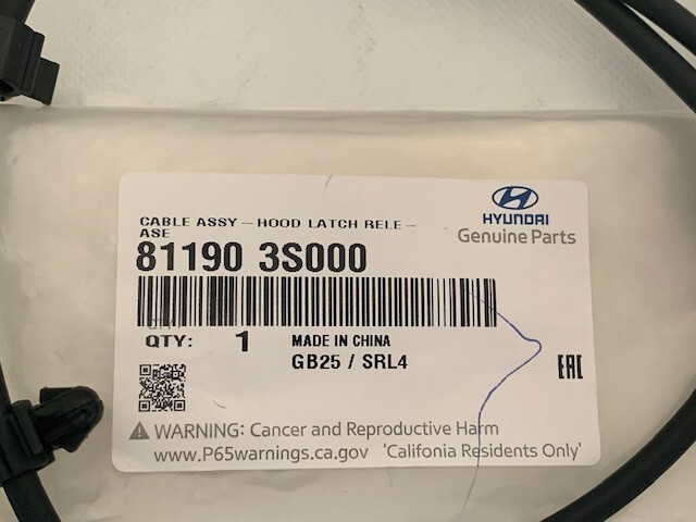 ヒロ② New OEM Hood Latch Release Cable Rear AZERA 12-17 SONATA 11-21