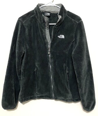 THE NORTH FACE Womens OSITO Soft Fuzzy Fleece Black Full Zip Pocket Jacket