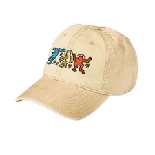 Keith Haring Dancing Figures Art Adjustable Khaki Strap Back Cap Hat