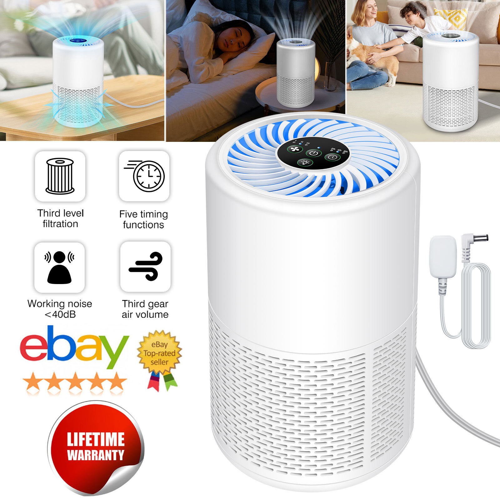 Medical Grade H13 HEPA Air Purifier with Carbon Filter, Ioniser & 3 Speeds-image