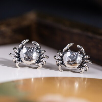 L04 Earring Crab Crab Sterling Silver 925 Stud Earrings