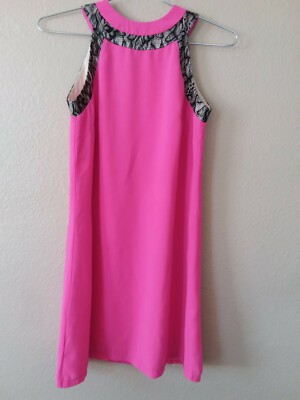 PAPER DOLLS PINK AND BLACK CUT OUT LACE DRESS | eBay