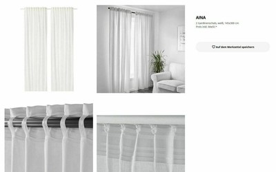 Ikea AINA Vorhang Gardine Leinen weiss 145x300cm | eBay