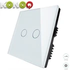 KONOQ Glass Panel Touch LED Light Smart Switch: WHITE TOUCH ON/OFF 2GANG/1WAY