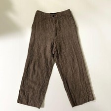Ad2006 Trico Comme Des Garcons Wool Crimp Check Wide Pants Brown
