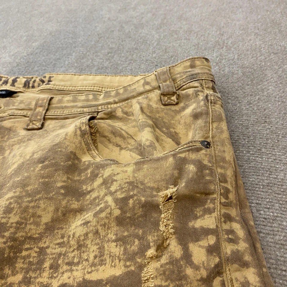 Smoke Rise Shorts Mens 46 Brown Stretch Denim Acid Wash Distressed 5-Pocket - Image 3 of 4