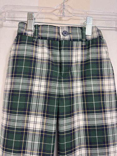 Janie & Jack Tartan Plaid Holiday Pants Boys Size 5 Green Blue Wool Blend - Picture 3 of 6