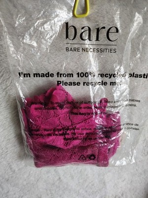 Bare Essentials Bare Thong In Floral Lace Festival Fuchsia 3x Womens NWT