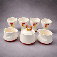 Vintage Holt Howard Rooster Creamer Sugar Bowl Egg Cups Set MCM Japan Kitchen