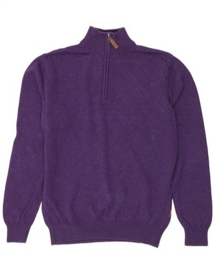 Schoffel Mens Zip Neck Jumper Sweater Medium Purple Lambswool BC04