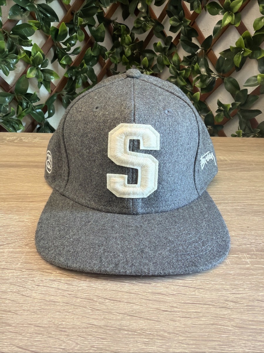 Stussy Capz Snapback Hat Gray Patch S Logo Wool Blend Adjustable