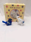 Fenton Holiday Parade 4th Of July Cobalt Bird & Milk Glass Elephant W/Box