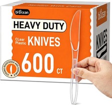 600 Count Extra Heavy Duty Plastic Knives Clear Disposable Knives - Value Pack
