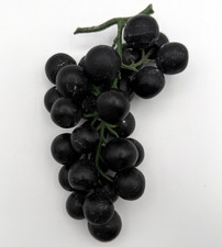 Alabaster Stone Black Grape Cluster  Plastic Vines Realistic Fruit Vintage READ