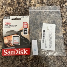 SanDisk 64GB Ultra 140MB/s UHS-I SDXC Memory Card Plus SD Card Reader USB Lot