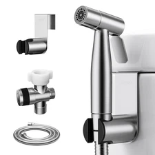 Stainless Steel Brushed Nickel Bidet Sprayer with Shattaf Adapter and Hose