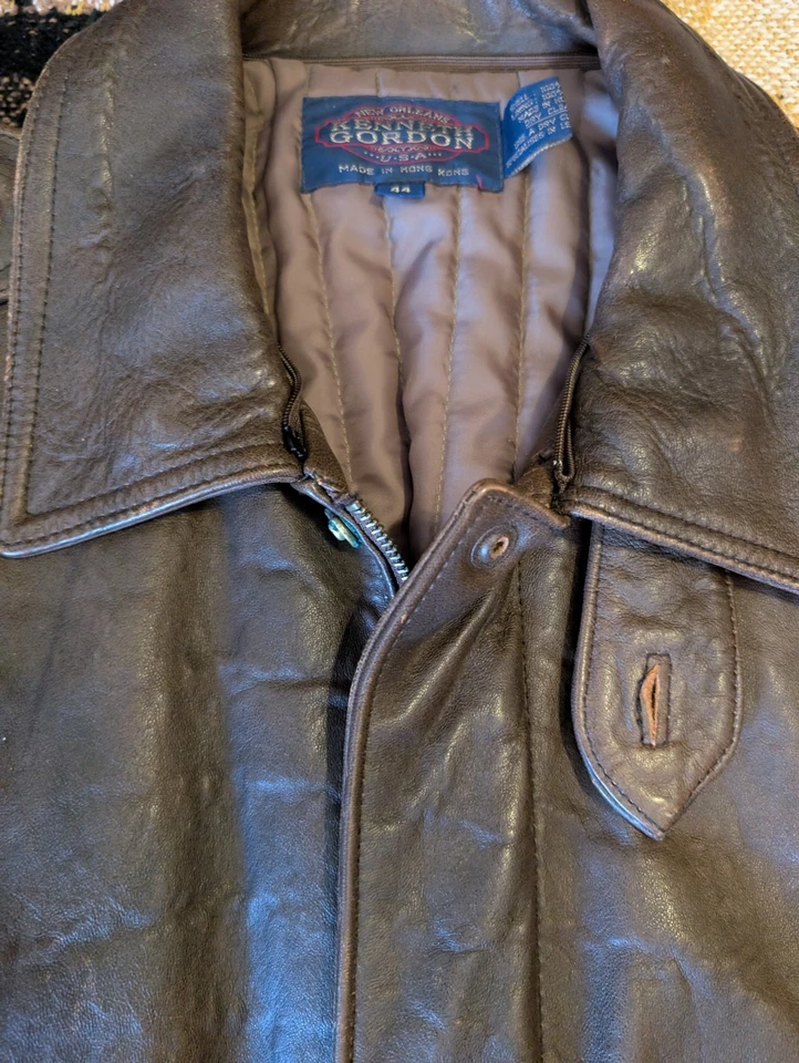 Vintage kenneth Gordon flight pilot Leather Jacket Brown Size 44 - Image 2 of 4
