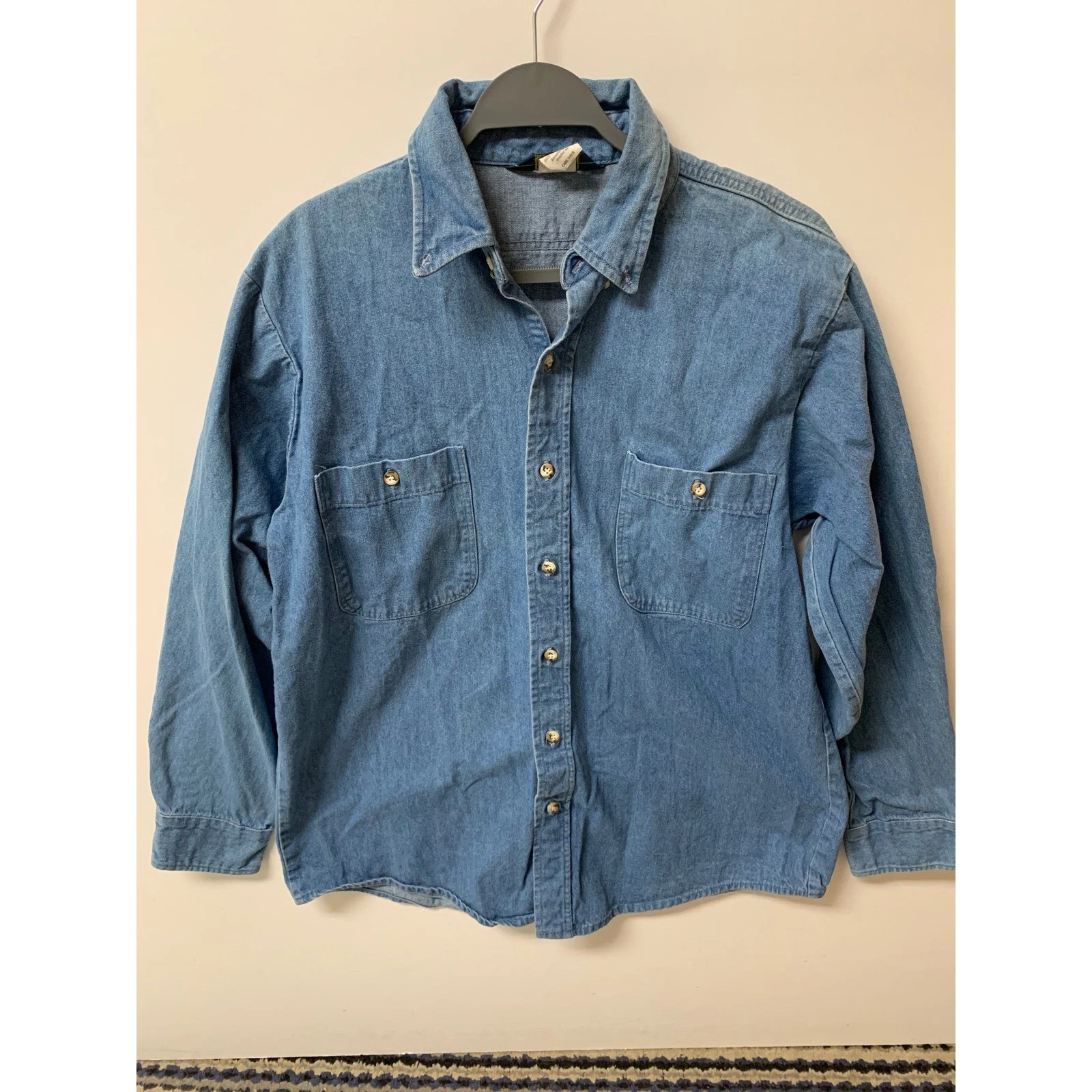 Vintage OshKosh Bgosh Mens Denim Button Down Shirt Cotton Workwear Large