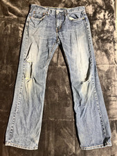 Levi's 527 Men's Bootcut Jeans 32x32 Blue Distressed Worn Knee