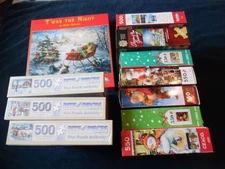 Lot of 11 Christmas Themed  Jigsaw Puzzles 500-550 Piece, Ceaco, Buffalo & more