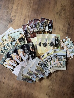 Art Deco 3D Decoupage Handarbeit Karten Konvolut Vintage 20er Flapper Restposten Basteln Lot