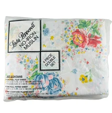VTG Lady Pepperell 4 Pc Sheet Set Full Double Size Bed Floral Stephanie No Iron