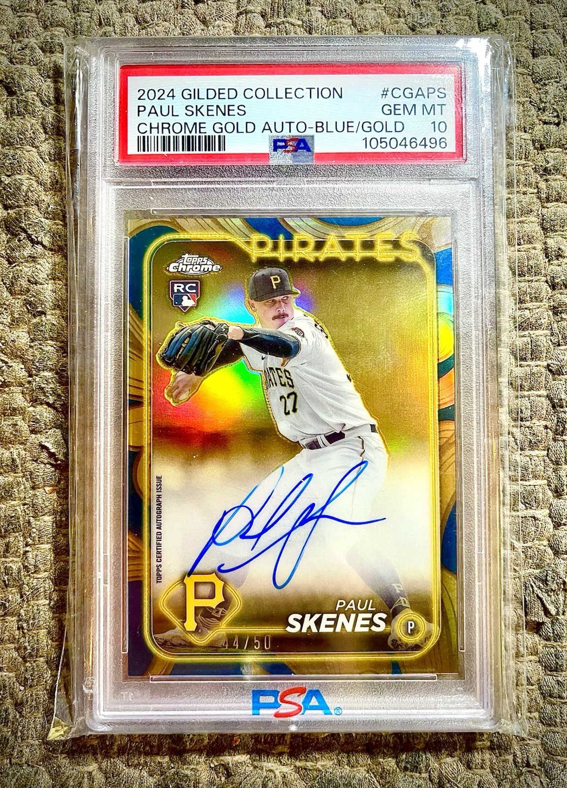 Paul Skenes #CGA-PS Baseball Cards 2024 Topps Gilded Collection Chrome Gold Autograph trading card — raw and PSA graded price guide