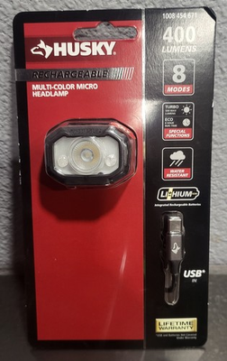 #ad Husky Rechargeable 400 Lumen Multi Color Micro Headlamp USB Water Resistant $21.77