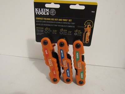 Klein Tools 70543 Compact Folding Hex Key SAE Metric Torx Set 25 Key