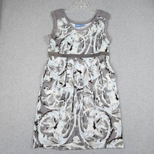 Simply Vera Vera Wang Dress Womens Large Grey Patterned Empire Waist Sleeveless