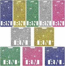 Teling 10 Pcs Registered Nurse Glitter Rn Nursing Badge Tag 5 Colors 