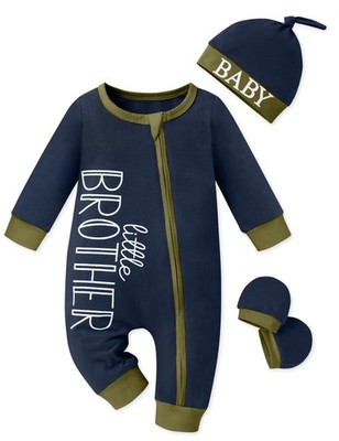 Preemie Baby Boy Clothes Little Brother Newborn Baby Boy Outfit with Hat Glov...