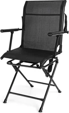360-Degree Hunting Swivel Chair, Ground Blind Chairs W/Armrest & Mesh Back, Fold