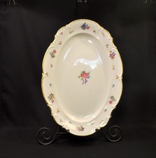 Hutschenreuther Platter 15"X10.5" Floral wGold The Mayfair White #7619 1939-1964