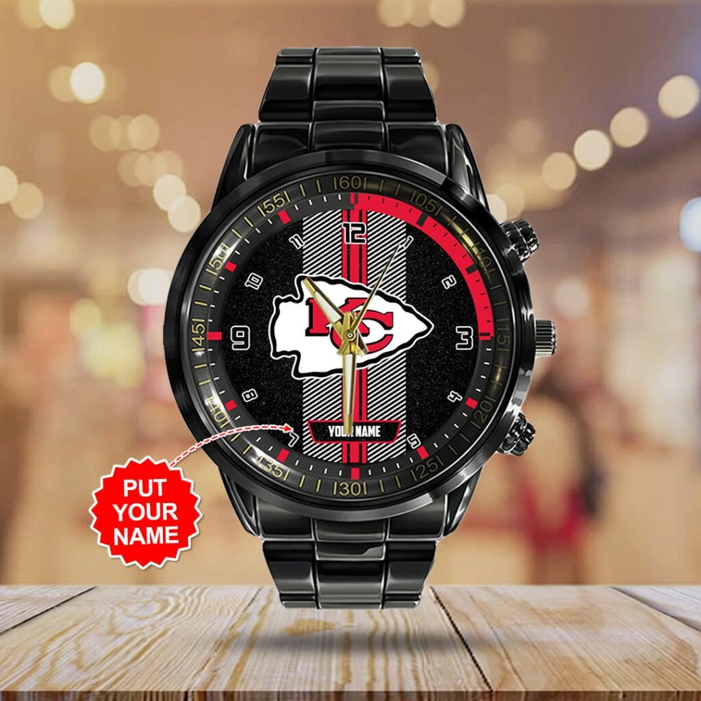 Personalize Chiefs Black Stainless Steel Watch