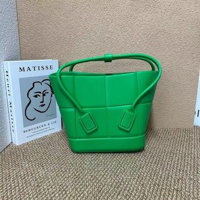 Bottega Veneta BV Grass Green Small Arco Rubber Tote Shoulder Bag