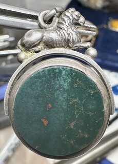 Antique Victorian Sterling Silver Bloodstone Watch Fob English Hallmarks C285