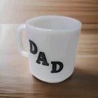 Vintage 1970s World's Greatest Dad Glasbake Milk Glass Coffee Mug Father's Day