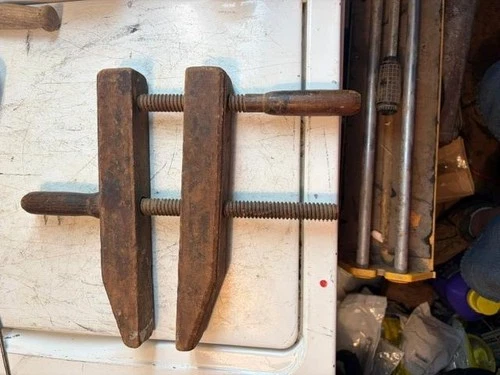 Antique 1800's All Wooden Screw Clamp or Vice Tool